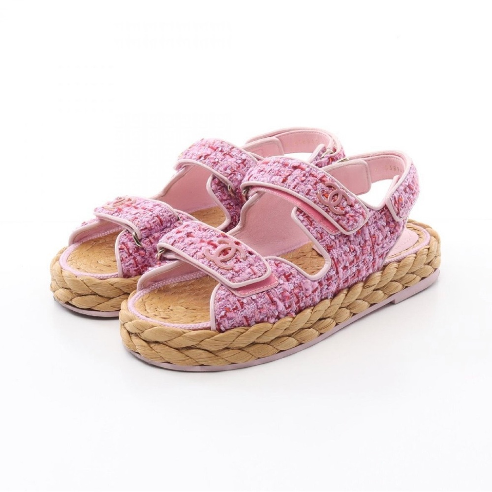 Chanel Tweed Dad Sandals / Size EU 37
